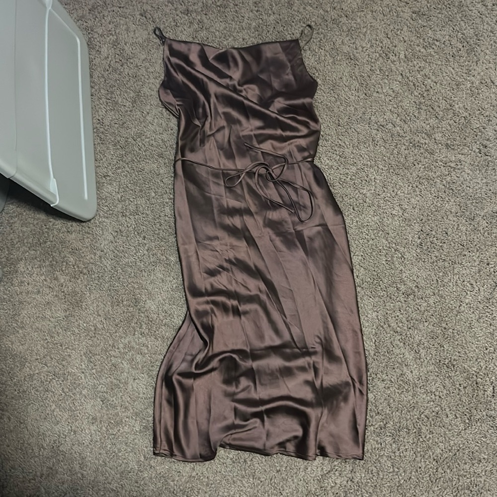 Billy J satin cowl neck dress